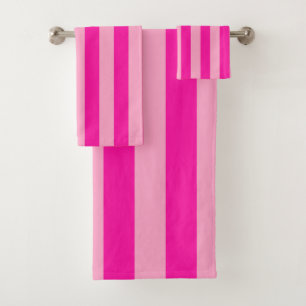 Vertical Stripes Hot Pink Bath Towel Set