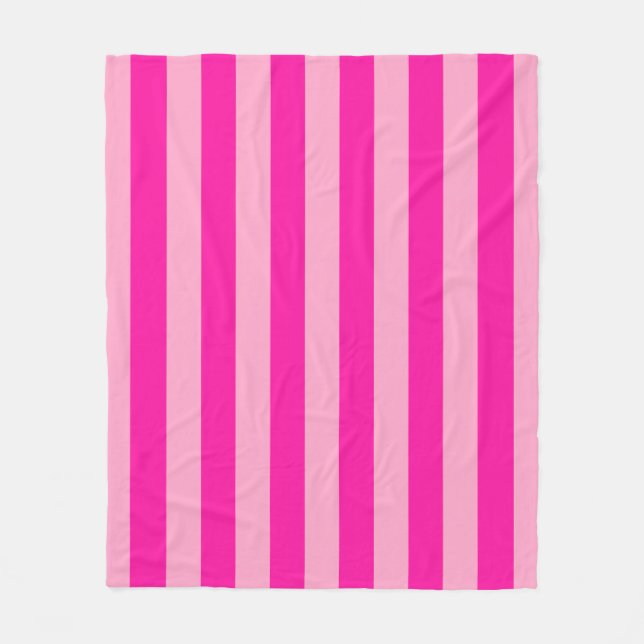 Vertical Stripes Hot Pink Fleece Blanket (Front)