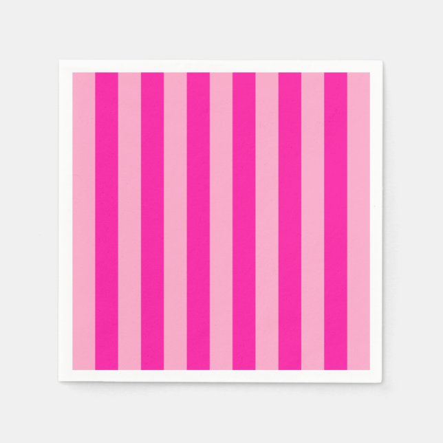 Vertical Stripes Hot Pink Napkin (Front)
