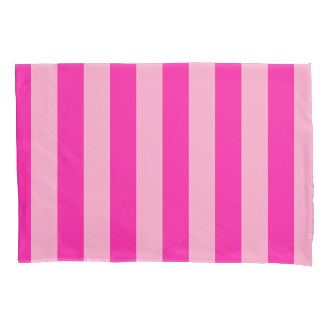 Vertical Stripes Hot Pink Pillowcase (Front)