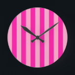 Vertical Stripes Hot Pink Round Clock<br><div class="desc">Vertical Stripes – pink and hot pink.</div>