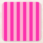 Vertical Stripes Hot Pink Square Paper Coaster<br><div class="desc">Vertical Stripes – pink and hot pink.</div>