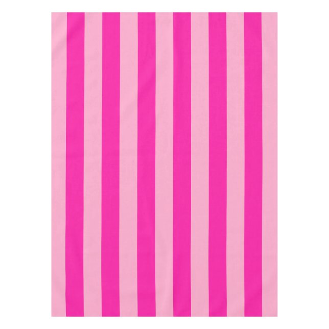 Vertical Stripes Hot Pink Tablecloth (Front)