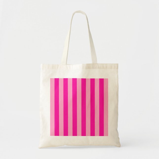 Vertical Stripes Hot Pink Tote Bag (Front)