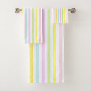 Vertical Stripes in Light Pastel Colours Bath Towel Set