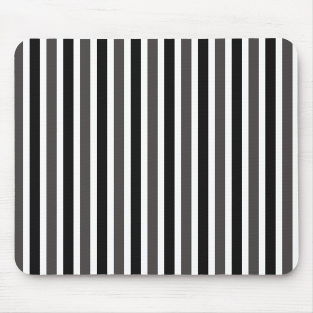 Vertical Stripes Mousepad, Black and Grey Mouse Pad (Front)