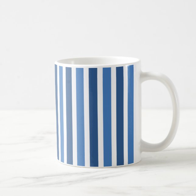 Vertical Stripes Mug, Blue Coffee Mug (Right)