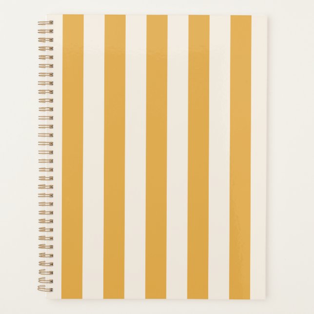 Vertical Stripes Mustard Yellow And White Striped Planner (Front)