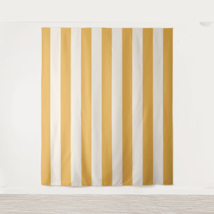 Vertical Stripes Mustard Yellow And White Striped Tapestry