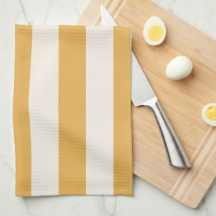 Vertical Stripes Mustard Yellow And White Striped Tea Towel