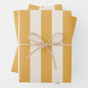 Vertical Stripes Mustard Yellow And White Striped Wrapping Paper Sheet
