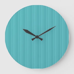 Vertical Stripes Pattern Teal Turquoise Large Clock
