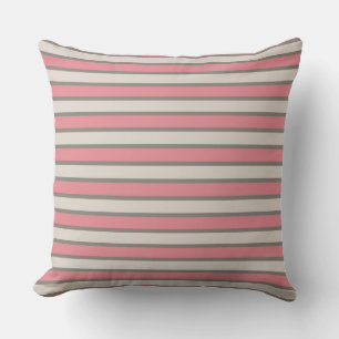 Vertical Stripes Pink and Grey Cushion