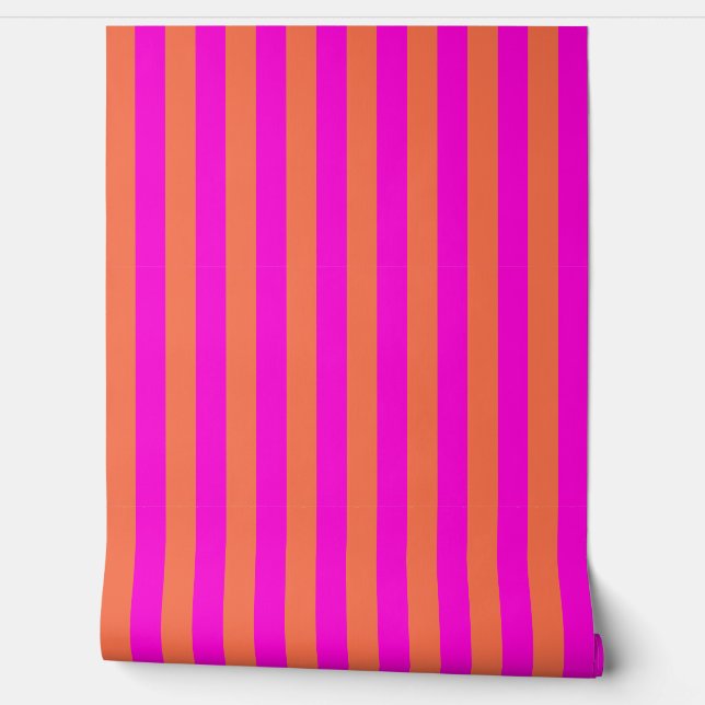 Vertical Stripes Pink and Orange Wallpaper (Unrolling)