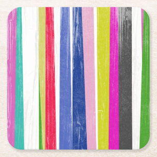 Vertical Stripes Square Paper Coaster