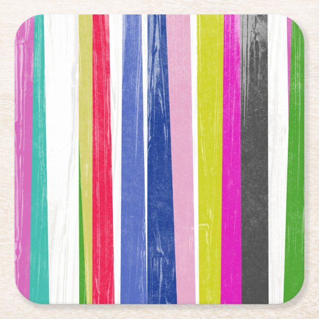Vertical Stripes Square Paper Coaster (Front)