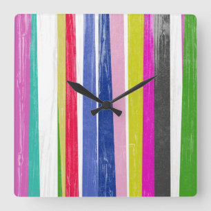 Vertical Stripes Square Wall Clock