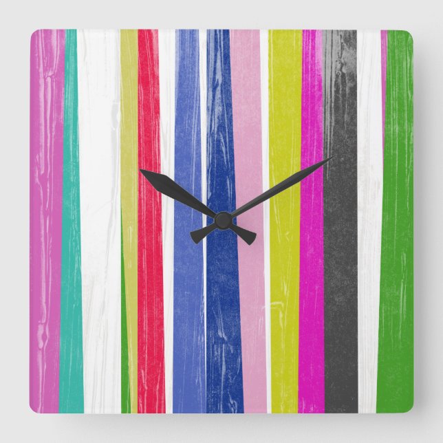 Vertical Stripes Square Wall Clock (Front)