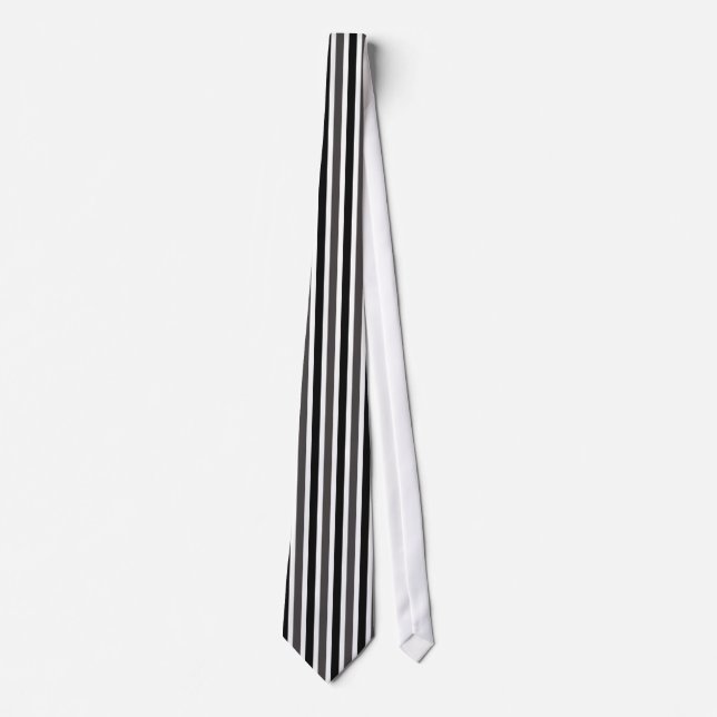 Vertical Stripes Tie, Black and Grey Tie (Front)