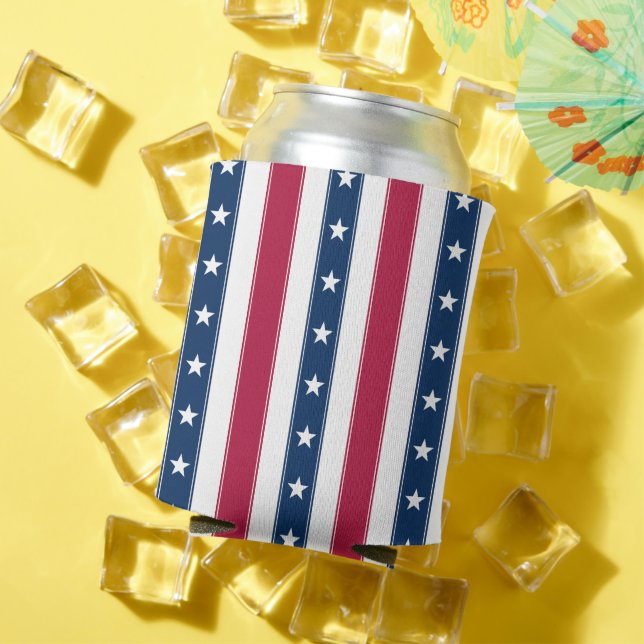 Vertical Stripes with Stars USA Can Cooler (In Situ Summer)