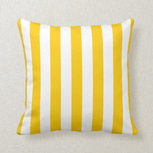 Vertical Stripes Yellow And White Striped Cushion