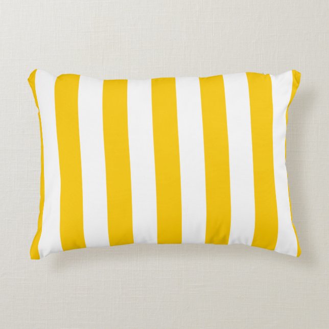 Vertical Stripes Yellow And White Striped Decorative Cushion (Front)