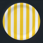 Vertical Stripes Yellow And White Striped Paper Plate<br><div class="desc">Vertical Stripes – yellow and white preppy striped pattern.</div>