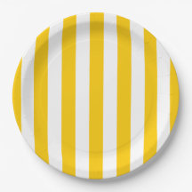 Vertical Stripes Yellow And White Striped Paper Plate