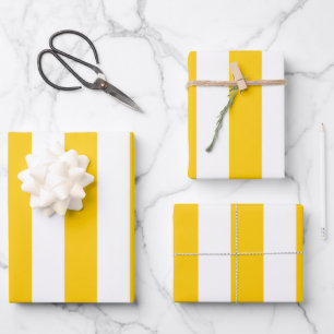Vertical Stripes Yellow And White Striped Wrapping Paper Sheet