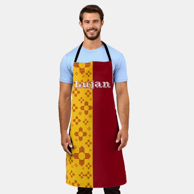 Vertical Stripes Zia Sun Red Yellow New Mexico  Apron (Worn)