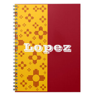 Vertical Stripes Zia Sun Red Yellow New Mexico  Notebook