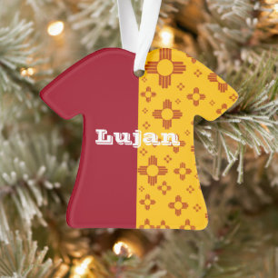 Vertical Stripes Zia Sun Red Yellow New Mexico  Ornament