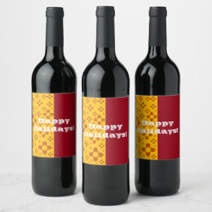 Vertical Stripes Zia Sun Red Yellow New Mexico Wine Label