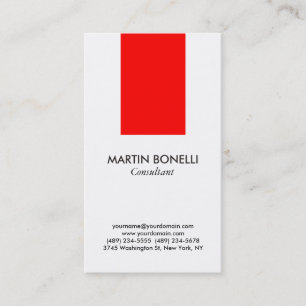 Vertical Stylish White Red Standard Business Card