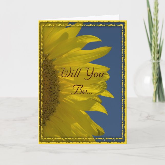 Vertical Sunflower Sky Will You Be My Bridesmaid Invitation (Front)
