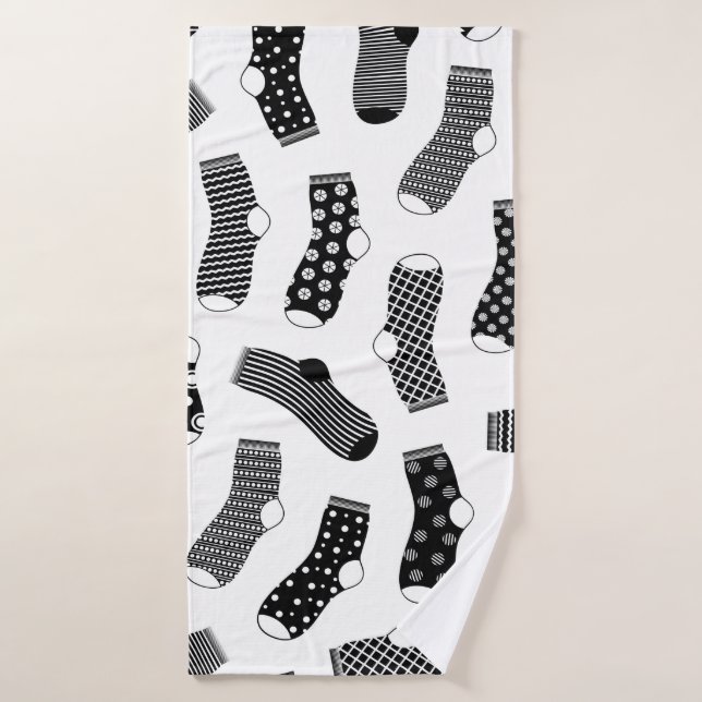 Vertical texture of striped and polka dot socks. B Bath Towel (Bath Towel)