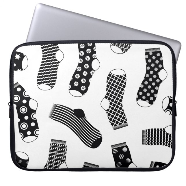Vertical texture of striped and polka dot socks. B Laptop Sleeve (Front)