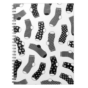 Vertical texture of striped and polka dot socks. B Notebook
