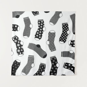 Vertical texture of striped and polka dot socks. B Tapestry