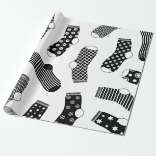Vertical texture of striped and polka dot socks. B Wrapping Paper