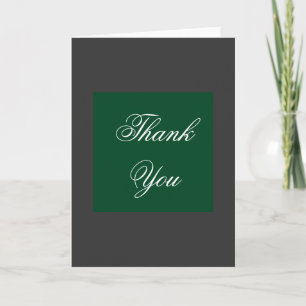 Vertical Thank You Grey Green Script Greeting Card