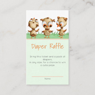 Vertical Three Brown Owls Neutral Diaper Raffle Enclosure Card