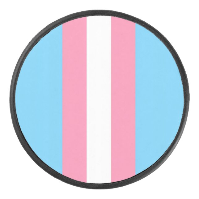 vertical trans flag hockey puck (Front)