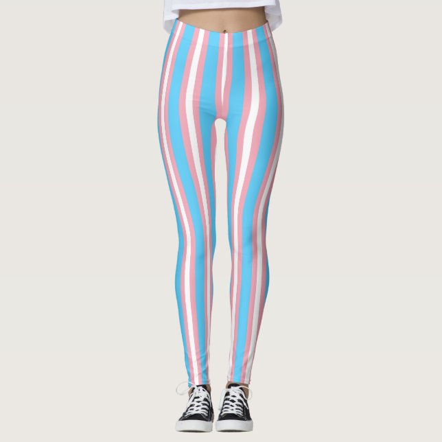 Vertical Transgender Pride Flag Leggings (Front)