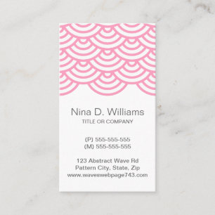 Vertical trendy pink Japanese wave pattern Business Card