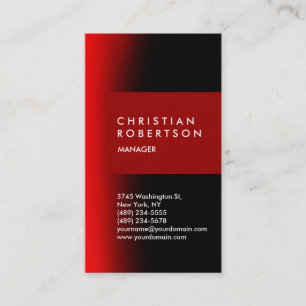 Vertical trendy red black modern business card