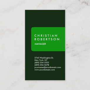 Vertical trendy standard green business card