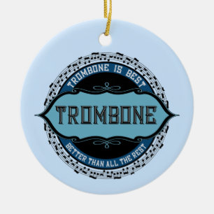 Vertical Trombone Ceramic Ornament