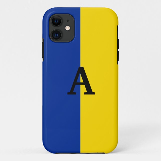 Vertical Ukraine Flag blue and yellow monogram Case-Mate iPhone Case (Back)