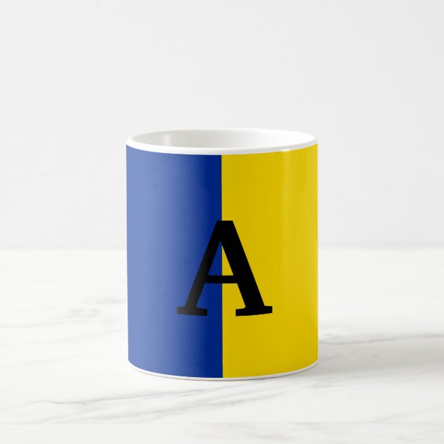 Vertical Ukraine Flag blue and yellow monogram Coffee Mug (Center)